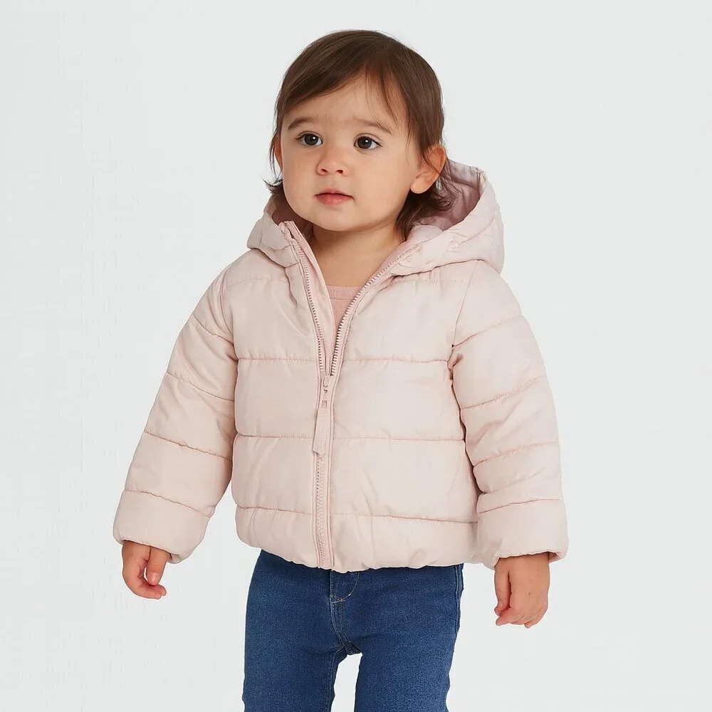 The Childrens Place Light Pink Puffer Jacket Snowboarding Size 3T